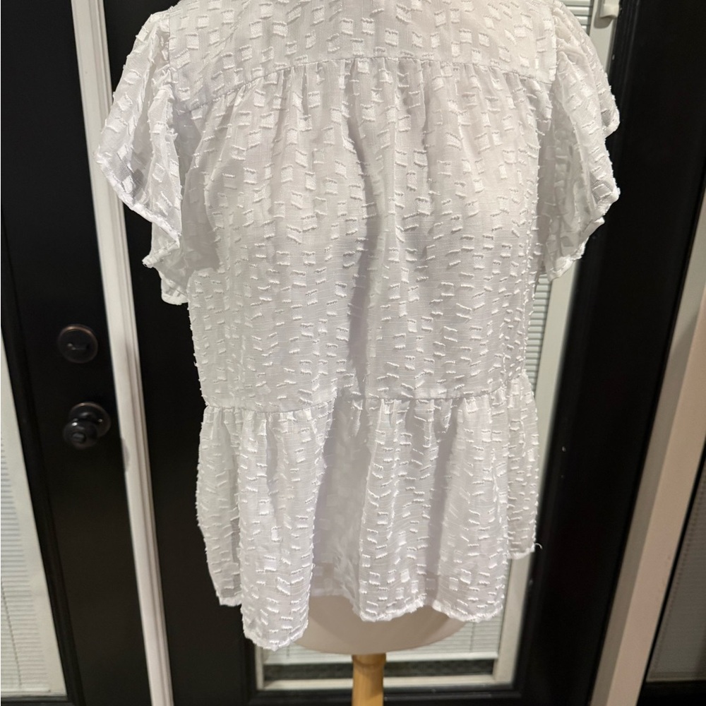 THML White Textured Women's Blouse